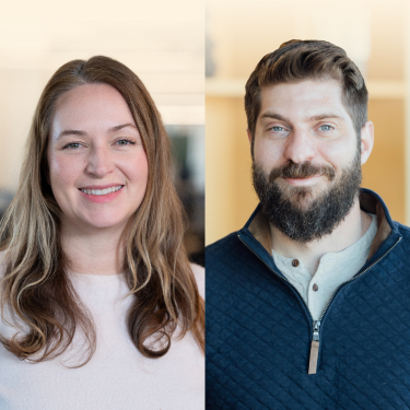 Side-by-side headshots of Sara Simmonds, CZI staff computational biologist, and James Pearce, staff AI/machine learning research scientist.