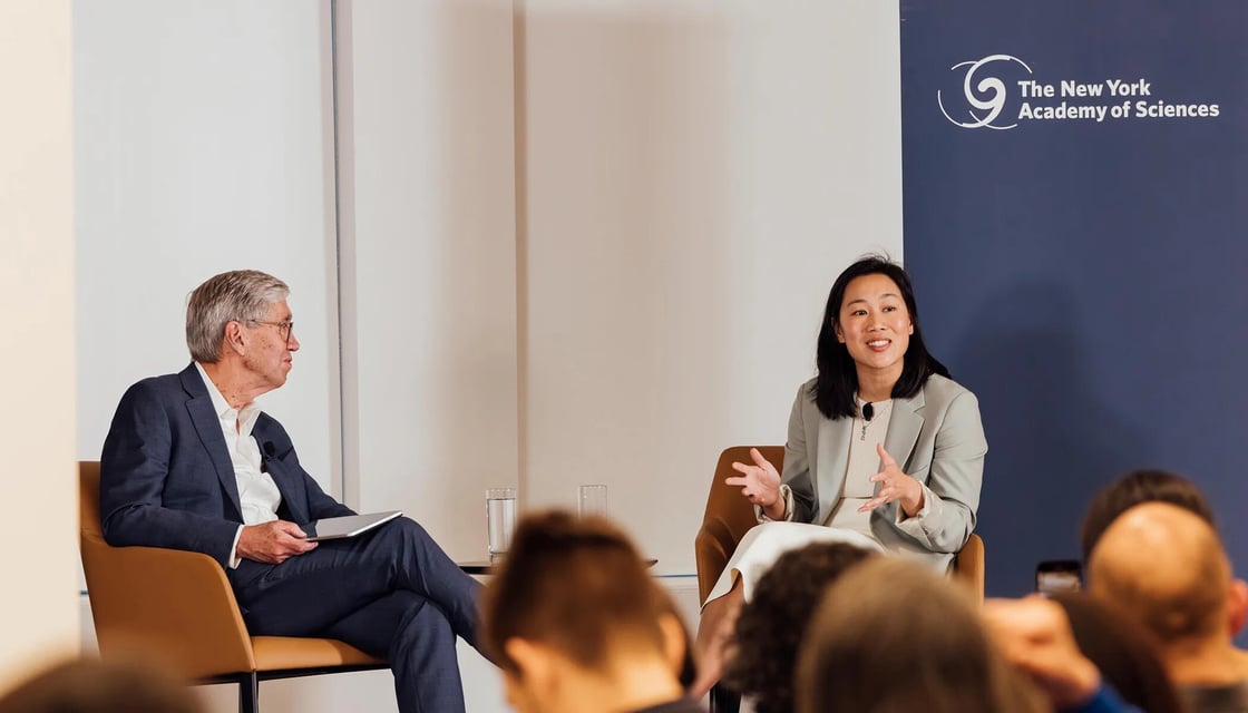 Image of Priscilla Chan speaking in front of NYAS