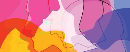 Illustration showing many faces overlapping